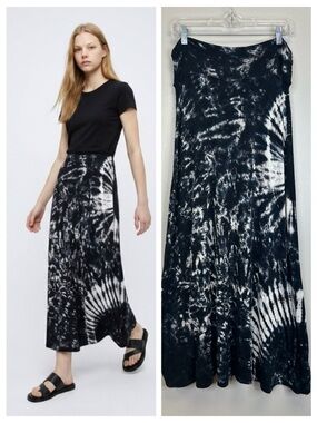 Tie Dye Maxi Skirt Stretch Size M Whimsigoth Festival Witchy Hippie Vampire Boho